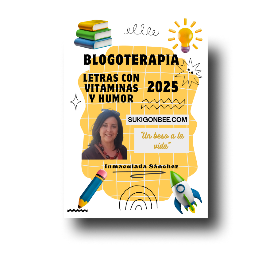 Portada libro: Blogoterapia. Letras con vitaminas y humor 2025.